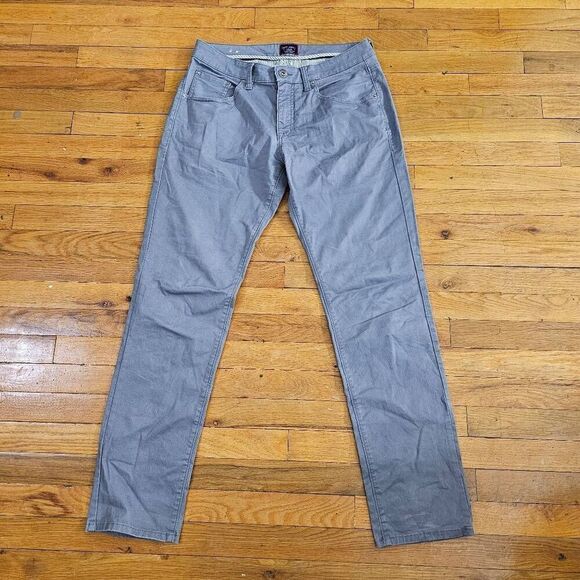 Untuckit Mens Gray 5-Pocket Straight Fit Chino Trousers Pants32x32